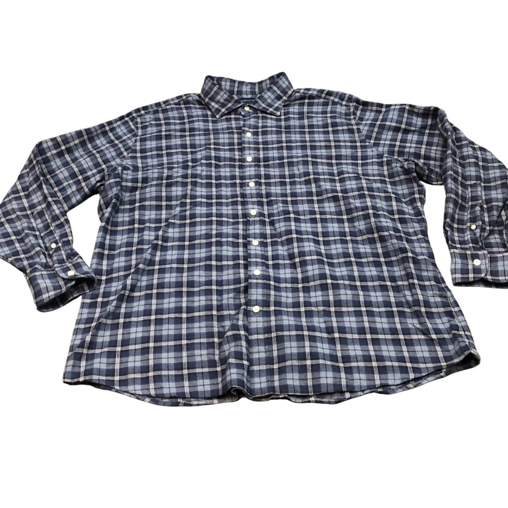 Proper Cloth Button Down Shirt Mens 2XL Blue Plaid Long Sleeve Flannel Casual